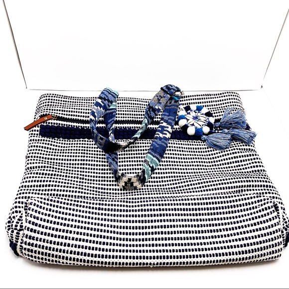 {Steven} Zita Navy Multi Carpet Tassel Tote - Picture 14 of 16